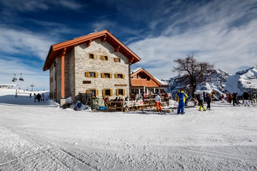 Ski Restaurant in Madonna di Campiglio Ski Resort, Italian Alps, Italy