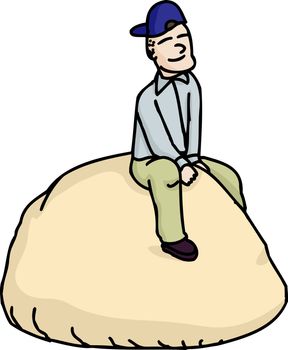 Cartoon of smiling man on a roll