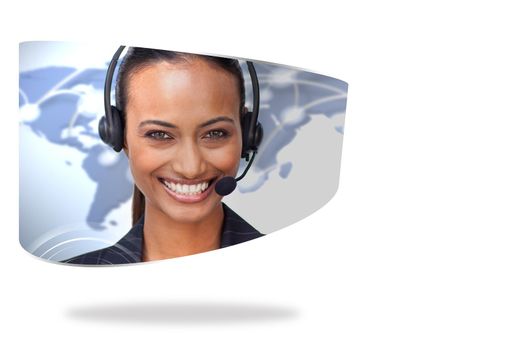 Call centre agent on abstract screen