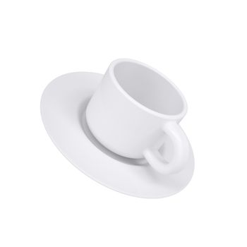 White coffee cup and saucer. Isolated render on a white background