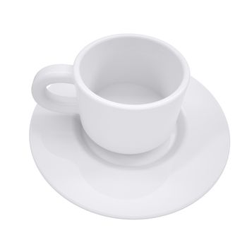 White coffee cup and saucer. Isolated render on a white background