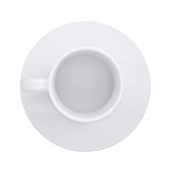 White coffee cup and saucer. Isolated render on a white background