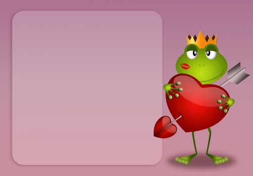 Frog with heart in Valentine's Day