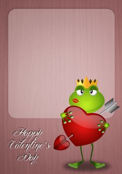 Frog with heart in Valentine's Day