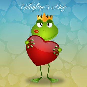 Frog with heart in Valentine's Day