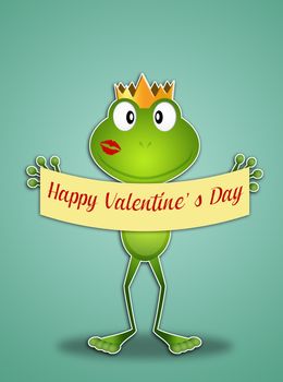 Funny frog in Valentine's Day