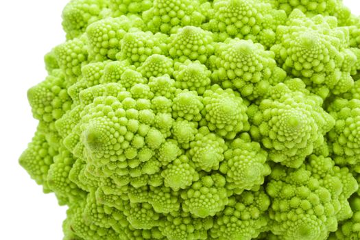 Green Romanesco broccoli isolated on white background