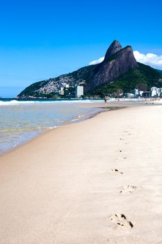 footprint of leblon beach in rio de janeiro brazil