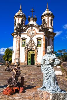 view of the Igreja de Sao Francisco de Assis of the unesco world heritage city of ouro preto in minas gerais brazil