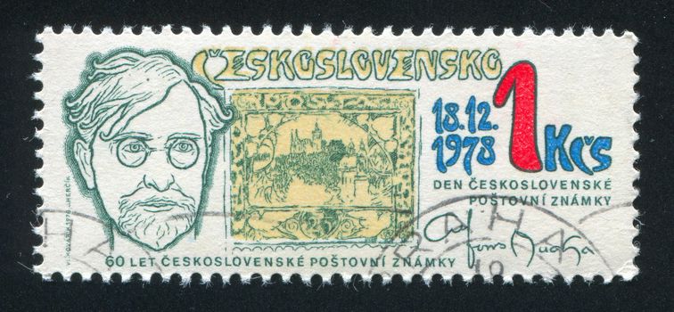 CZECHOSLOVAKIA - CIRCA 1978: stamp printed by Czechoslovakia, shows Alfons Mucha, circa 1978