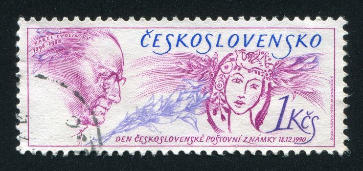 CZECHOSLOVAKIA - CIRCA 1990: stamp printed by Czechoslovakia, shows Karel Svolinsky, circa 1990