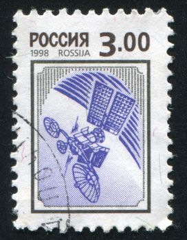 RUSSIA - CIRCA 1998: stamp printed by Russia, shows Communication Satellite, circa 1998