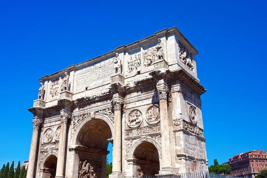 Arch of Septimius Severus in famous ancient Roman Forum in Rome, Italy