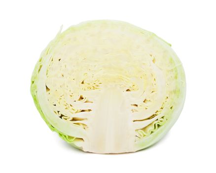 Whole green cabbage isolated on white background