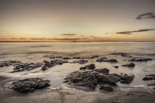 Long exposure of a beautiful sunset over the Pacific Ocean.