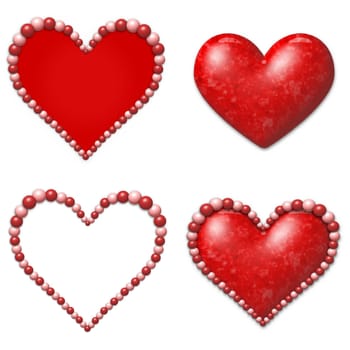 Illustration of four heart designs