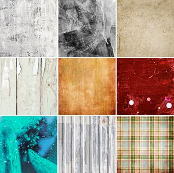 Nine pieces of grunge texture backgrounds in high resolution