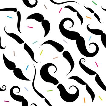 Seamless pattern with funky mustache types