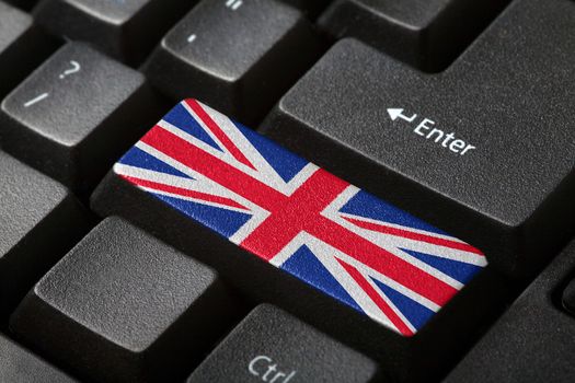 The British flag button on the keyboard. close-up