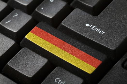 The German flag button on the keyboard. close-up