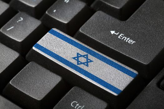 The Israeli flag button on the keyboard. close-up