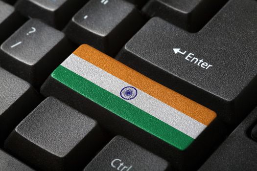 The Indian flag button on the keyboard. close-up