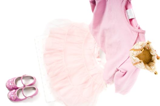 Shot of pink princess clothing isolated on white