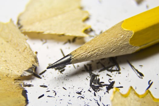 Sharpened pencil with small pieces from it