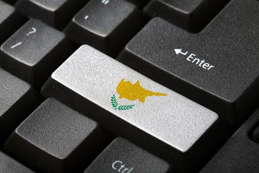 The Cypriot flag button on the keyboard. close-up