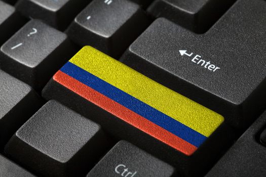 The Colombian flag button on the keyboard. close-up