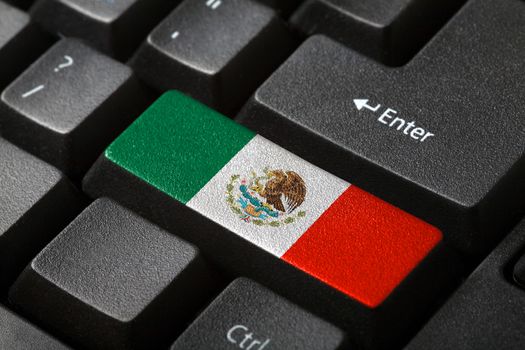 The Mexican flag button on the keyboard. close-up