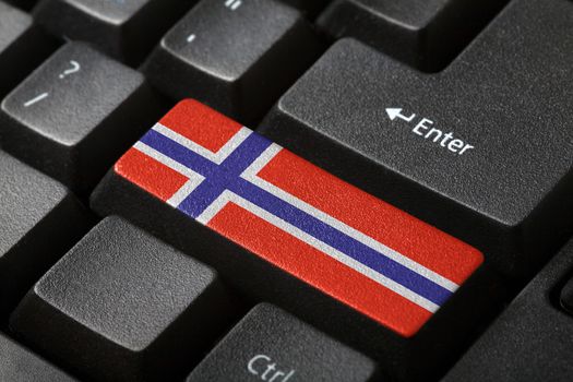 The Norwegian flag button on the keyboard. close-up