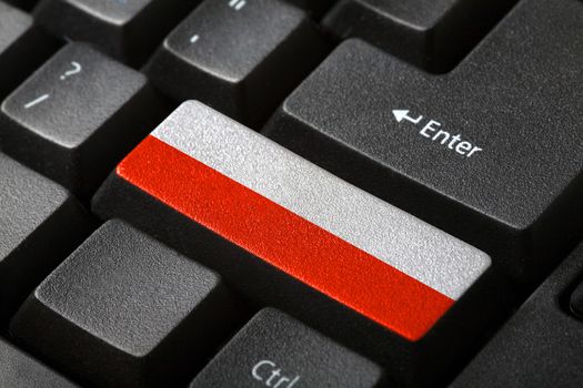 The Polish flag button on the keyboard. close-up