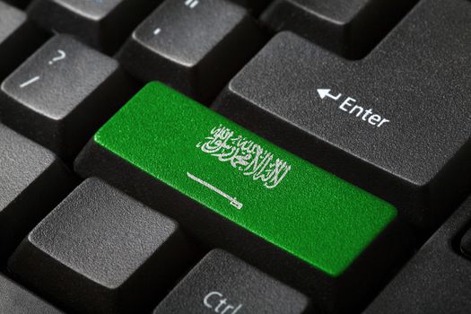 The Saudi Arabia flag button on the keyboard. close-up
