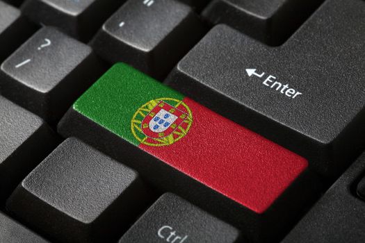 The Portuguese flag button on the keyboard. close-up