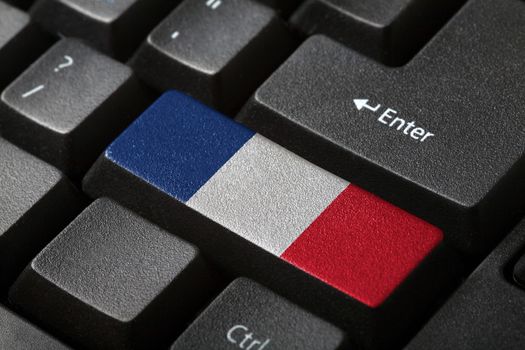 The French flag button on the keyboard. close-up