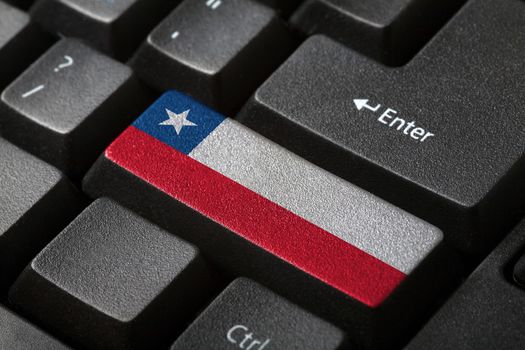 The Chile flag button on the keyboard. close-up