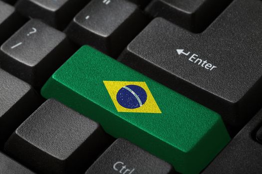 The Brazilian flag button on the keyboard. close-up