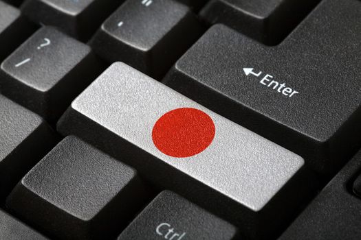 The Japan flag button on the keyboard. close-up