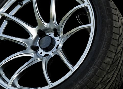 Close up car wheels for with background