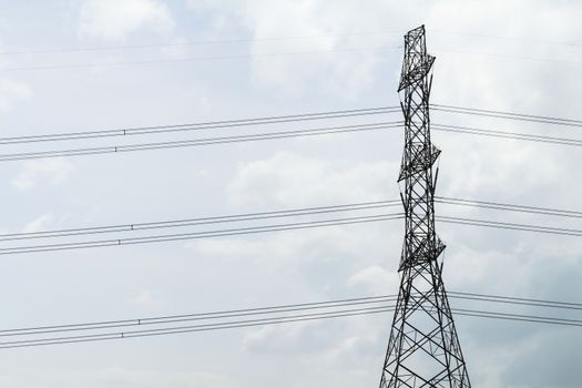 Power transmission tower line of electricity distribution