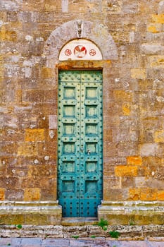 Wooden Ancient Italian Door in Historic Center