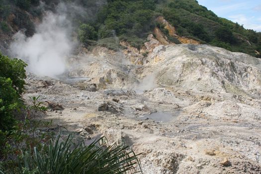 Sulphur Springs, volcano close to Soufriere, Saint Lucia, Caribbean