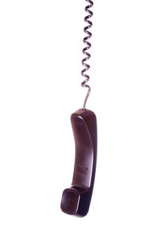 A telephone receiver isolated on a white background.