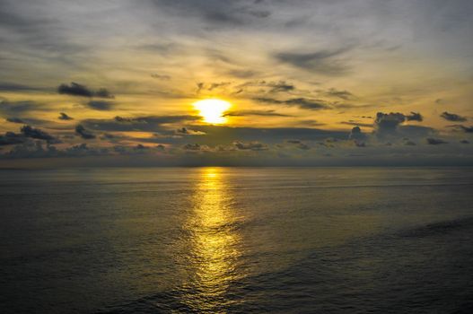 sunset Uluwatu temple, south Bali, Indonesia.