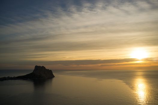 Sunrise ove the popular Calpe resort, Costa Blanca, Spain