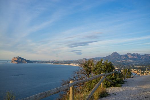 Hiking trail high up on Costa Blanca, Alicante, Spain