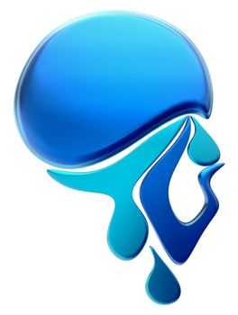 blue form with stylized shapes on white background