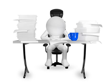 3d illustration abstract man at the table