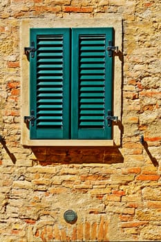 Italian Window with Closed Wooden Shutters